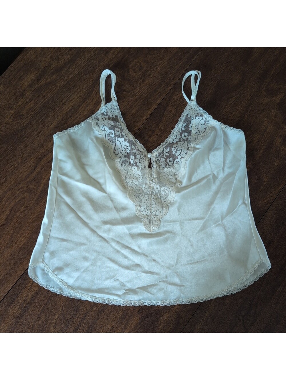 VTG Maidenform Chantilly SZ 34 M Nylon Lace Cami Top Union made bridal romance